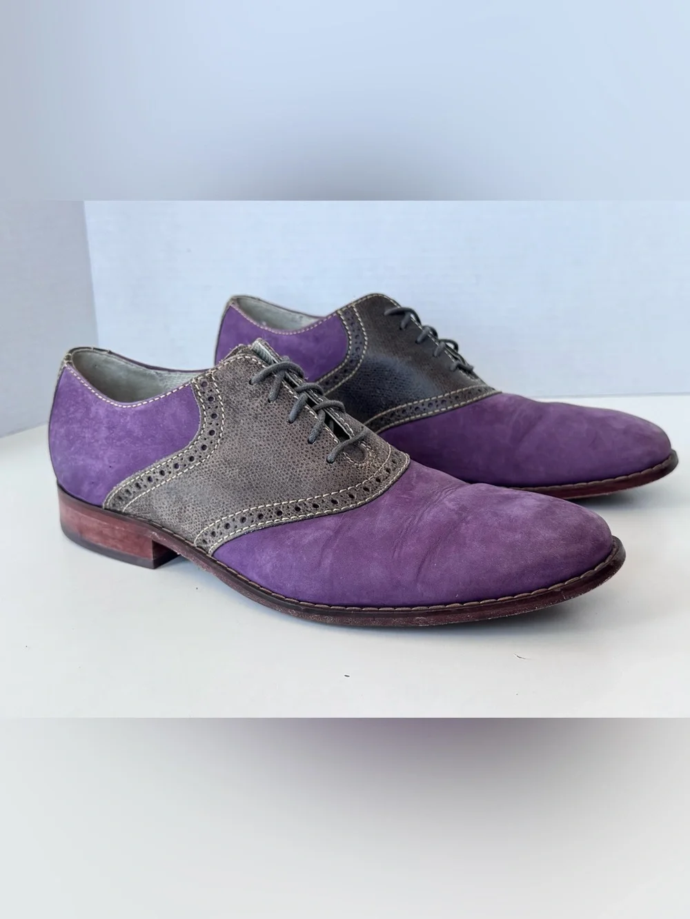 Cole Haan Grape Purple Nubuck Iron Air Colton Saddle Dress Oxford Shoe Size 8.5